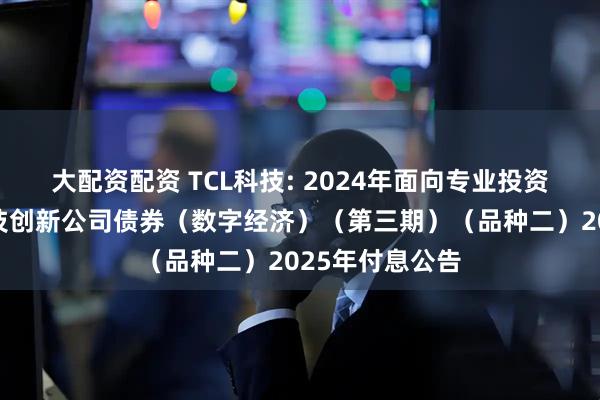 大配资配资 TCL科技: 2024年面向专业投资者公开发行科技创新公司债券(数字经济)(第三期)(品种二)2025年付息公告